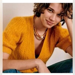 Sezane PERRINE JUMPER Mustard Yellow Knit Sweater Size XS